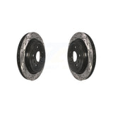 Rear Coated Drilled Slot Disc Brake Rotor Pair For Chevrolet Camaro Cadillac CTS