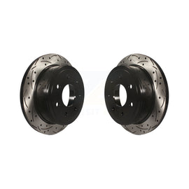 Rear Coated Drilled Slotted Disc Brake Rotor Pair For Ford F-150 Lincoln Mark LT