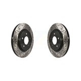 Rear Coated Drilled Slotted Disc Brake Rotors Pair For Ford Mustang