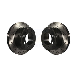 Rear Coated Drilled Slot Disc Brake Rotors Pair For Ford F-250 Super Duty F-350