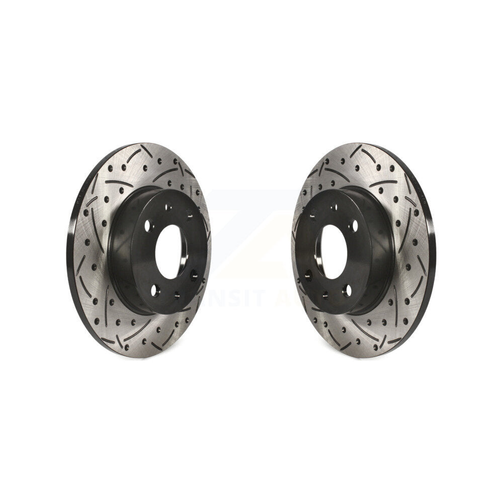 Rear Coated Drilled Slotted Disc Brake Rotors Pair For Fiat 500