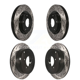 Front Rear Coated Drilled Slotted Disc Brake Rotors Kit For Mitsubishi Outlander