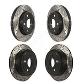 Front Rear Coated Drilled Slotted Disc Brake Rotors Kit For Jeep Wrangler JK