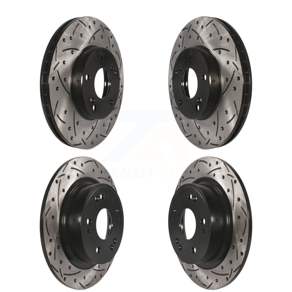 Detroit Axle Front & Rear Drilled & Slotted Brake Rotors Kit For 2017-2020 Acura MDX (4-Piece Set)
