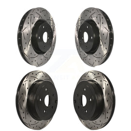 Front Rear Coated Drilled Slot Disc Brake Rotors Kit For Subaru Impreza WRX STI