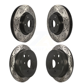 Front Rear Coated Drilled Slotted Disc Brake Rotors Kit For Subaru WRX