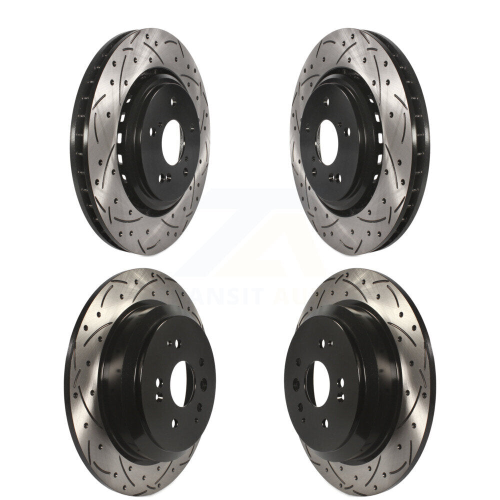 Max Advanced Brakes Front & Rear Drilled Rotors + Pads Kit For 2014-2016 Acura MDX