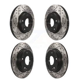 Front Rear Coated Drilled Slotted Disc Brake Rotors Kit For Honda Civic Insight