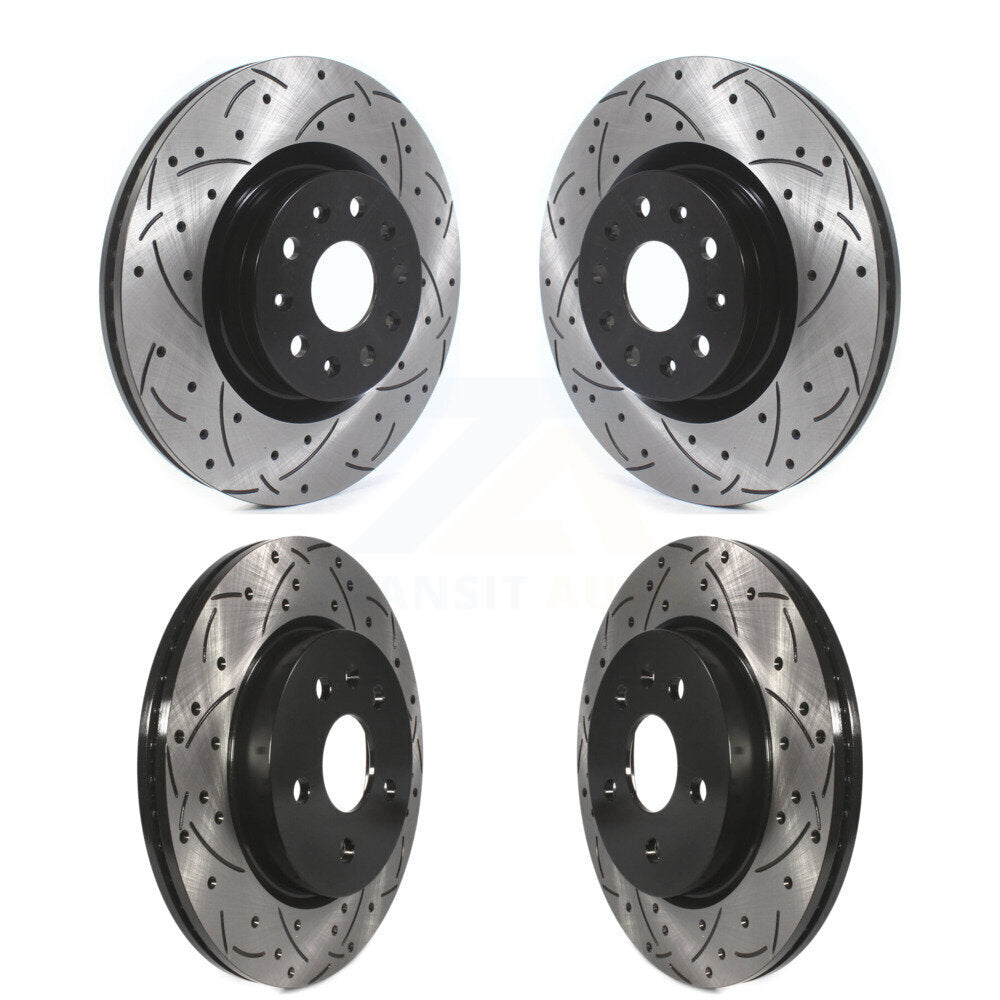 Front Rear Drill Slot Disc Brake Rotor Kit For Cadillac CT6 Chevrolet CT5 Camaro