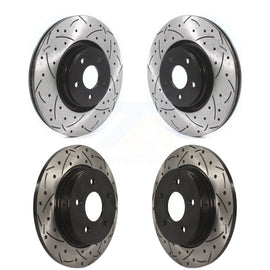 Front Rear Coated Drilled Slotted Disc Brake Rotors Kit For Ford Focus ST
