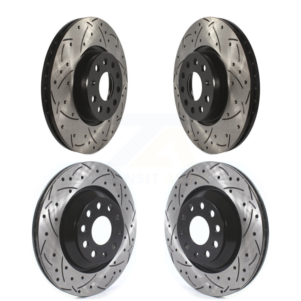 Front Rear Coated Drilled Slotted Disc Brake Rotors Kit For Volkswagen CC Passat