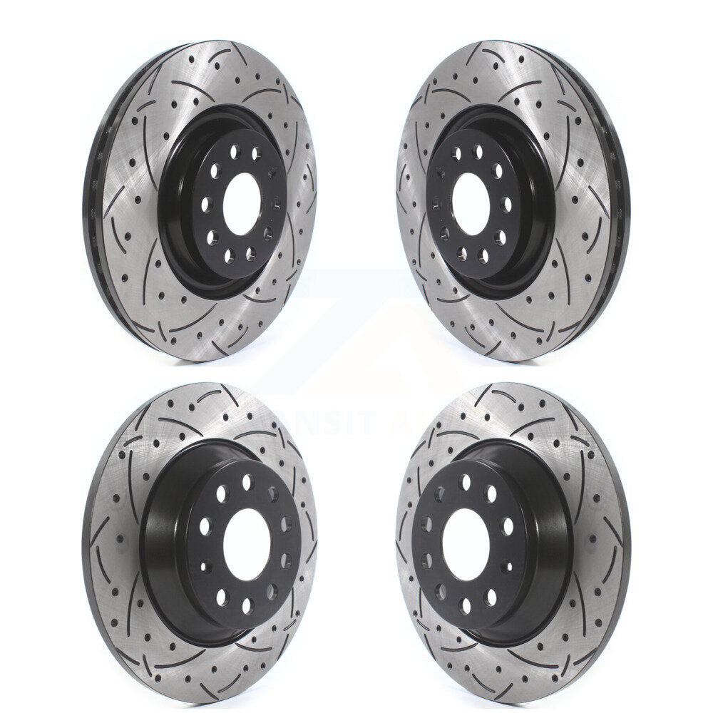 Front Rear Coated Drilled Slot Disc Brake Rotors Kit For Volkswagen Tiguan Jetta