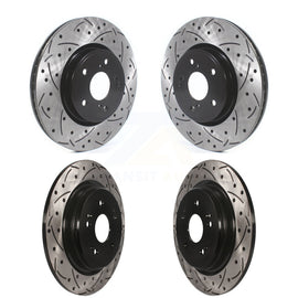 Front Rear Coated Drilled Slotted Disc Brake Rotors Kit For Honda CR-V