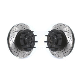 Front Coat Drill Slot Disc Brake Rotors Hub Pair For Ford F-250 Super Duty F-350