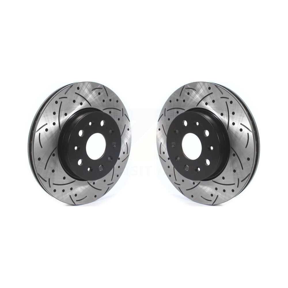 Front Drill Slot Disc Brake Rotor Pair For Chevrolet Camaro Cadillac CTS CT6 CT5