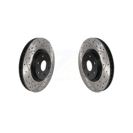 Front Coated Drilled Slotted Disc Brake Rotors Pair For Cadillac SRX Saab 9-4X
