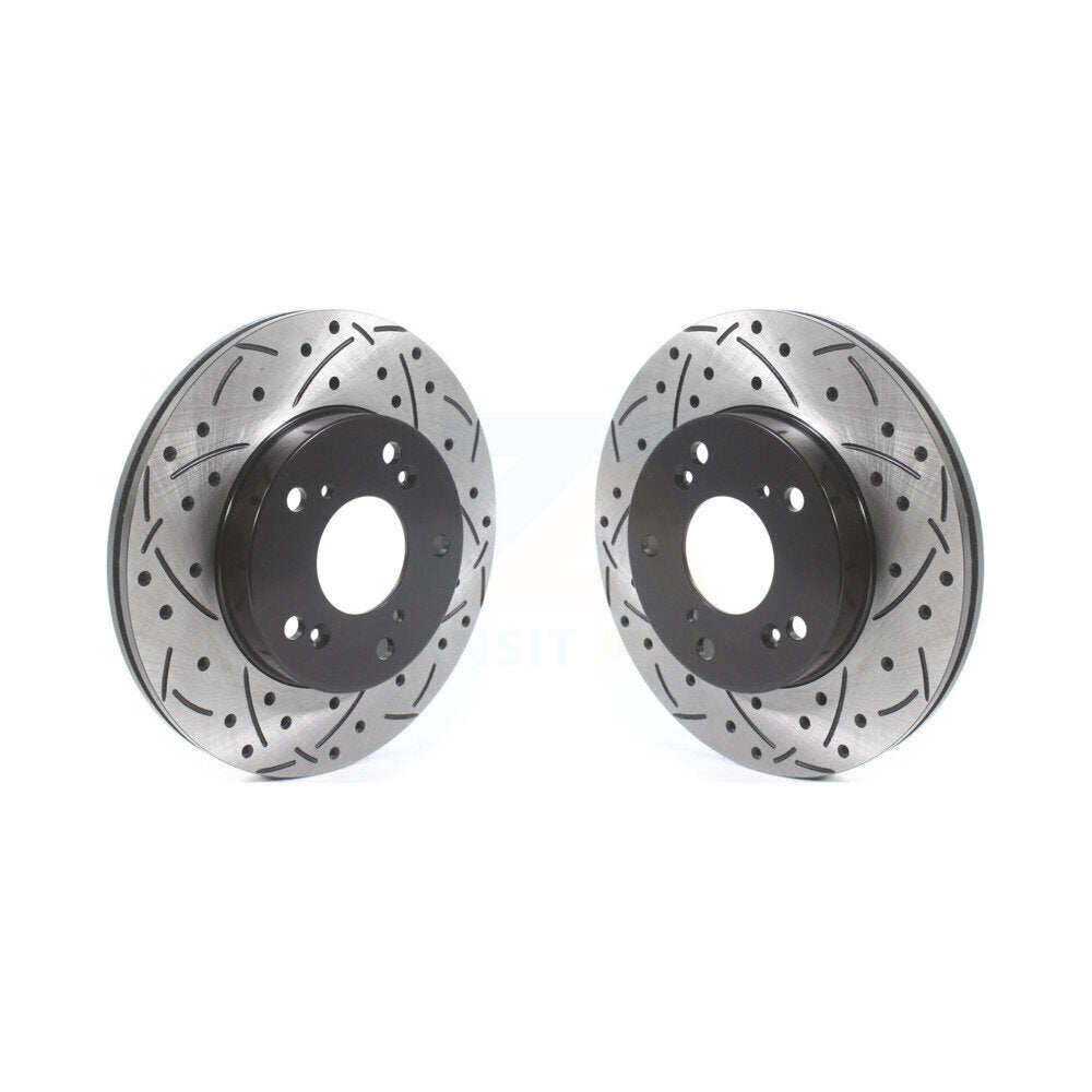 Front Coated Drilled Slot Disc Brake Rotors Pair For Honda Civic Acura RSX CR-Z