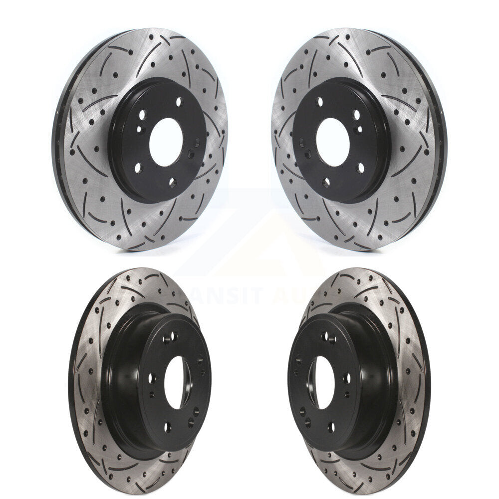 Front Rear Coated Drilled Slot Disc Brake Rotors Kit For Honda Accord Acura TSX