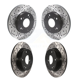 Front Rear Coated Drilled Slotted Disc Brake Rotors Kit For Honda Civic