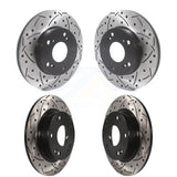 Front Rear Coated Drilled Slotted Disc Brake Rotors Kit For Honda Civic