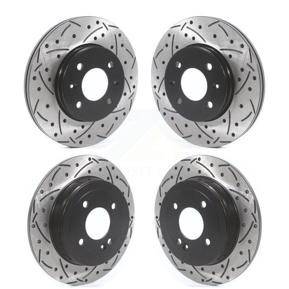 Front Rear Coated Drilled Slot Disc Brake Rotors Kit For Hyundai Accent Kia Rio