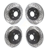 Front Rear Coated Drilled Slot Disc Brake Rotors Kit For Hyundai Accent Kia Rio