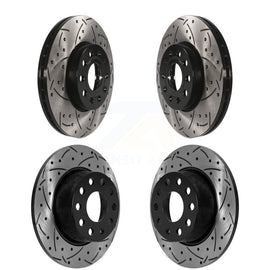 Front Rear Coated Drilled Slotted Disc Brake Rotor Kit For Volkswagen Jetta Taos