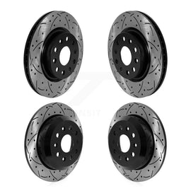Front Rear Coated Drilled Slotted Disc Brake Rotors Kit For Jeep Wrangler