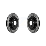 Rear Coated Drilled Slot Disc Brake Rotors Pair For 2017-2021 Honda Civic Type R