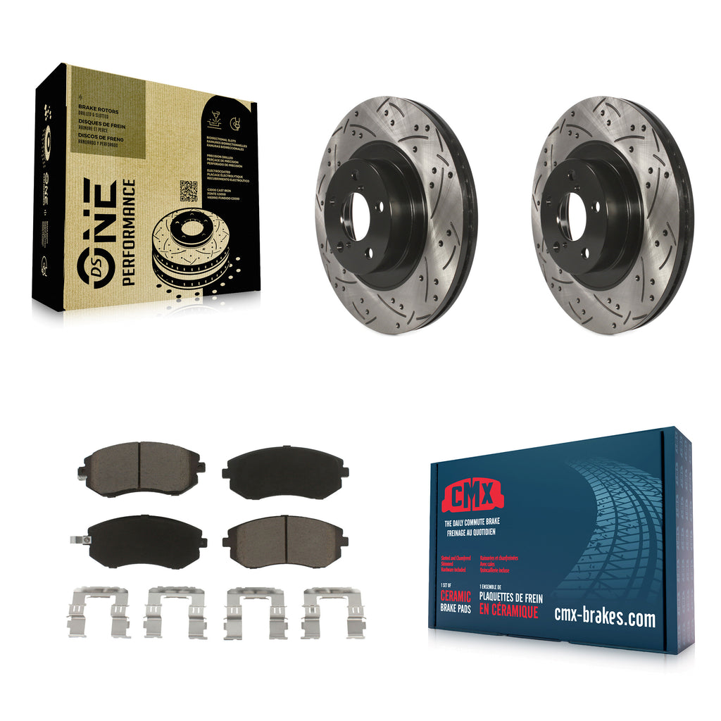 Front Drill Slot Brake Rotors Ceramic Pad Kit For Subaru Outback Forester Legacy