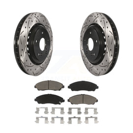 [Front] 2014-2016 Acura MDX Performance Drilled & Slotted Brake Rotor & Ceramic Pads Kit For Max Braking