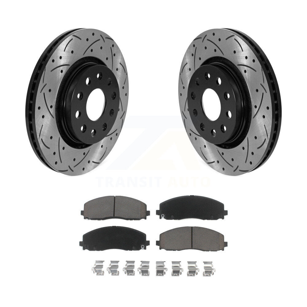 Front Drilled Slot Disc Brake Rotors Ceramic Pad Kit For Jeep Wrangler Gladiator