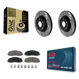 Front Coated Drilled Slotted Disc Brake Rotors Ceramic Pad Kit For Jeep Wrangler