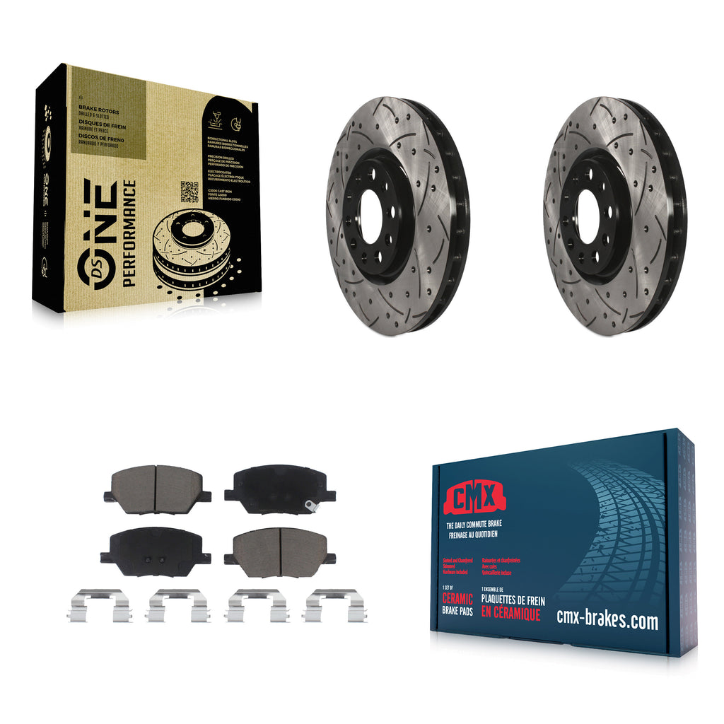 Front Drill Slot Brake Rotor Ceramic Pad Kit For Jeep Renegade Compass Fiat 500X
