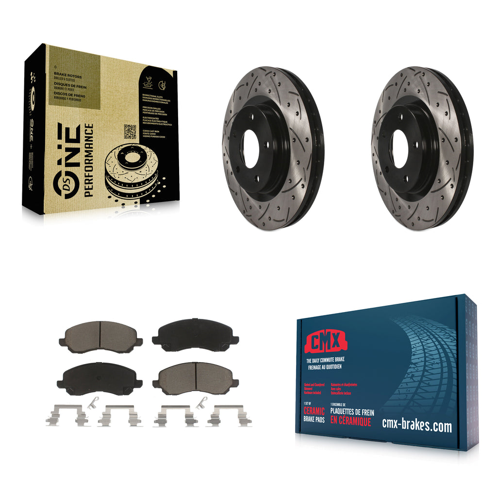 Front Drilled Slot Brake Rotor Ceramic Pad Kit For Jeep Dodge Patriot Mitsubishi