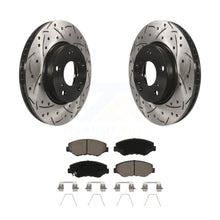 Charger l&#39;image dans la galerie, Front Coated Drilled Slotted Disc Brake Rotors &amp; Ceramic Pad Kit For Honda Civic