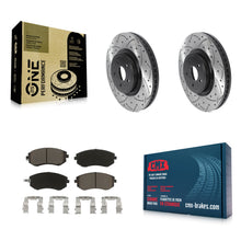 Charger l'image dans la galerie, Front Coated Drilled Slotted Disc Brake Rotors Ceramic Pad Kit For Subaru Legacy
