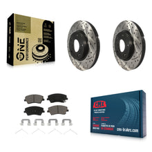 Charger l'image dans la galerie, Front Coated Drilled Slot Disc Brake Rotor &amp; Ceramic Pad Kit For Hyundai Elantra