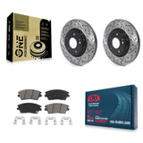 Front Drill Slot Disc Brake Rotor Ceramic Pad Kit For Hyundai Elantra Tucson Kia
