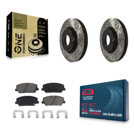Front Drill Slot Brake Rotor Ceramic Pad Kit For Hyundai Veloster Kia Forte Koup