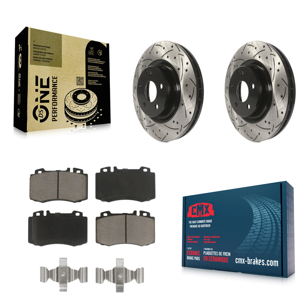 Front Drilled Slot Brake Rotor & Ceramic Pad Kit For Mercedes-Benz CLS550 CLS500