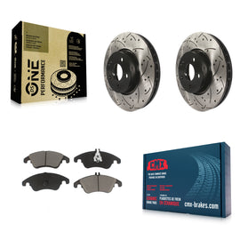 Front Drilled Slot Brake Rotors Ceramic Pad Kit For Mercedes-Benz E350 C300 C350