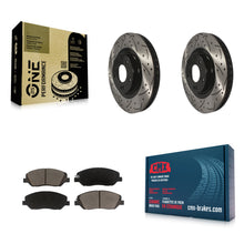 Charger l'image dans la galerie, Front Coated Drill Slot Disc Brake Rotor Ceramic Pad Kit For Hyundai Santa Fe XL