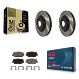 Front Drilled Slot Brake Rotors Ceramic Pad Kit For Kia Sorento Hyundai Santa Fe