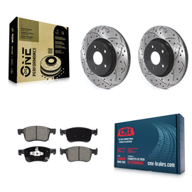 Front Drilled Slot Disc Brake Rotor Ceramic Pad Kit For Honda Civic Accord Acura