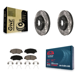 Front Coated Drilled Slotted Disc Brake Rotors & Ceramic Pad Kit For Honda Civic
