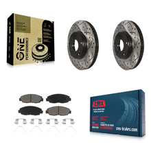 Charger l'image dans la galerie, [Front] 2014-2015 Honda Civic Touring Performance Drilled &amp; Slotted Brake Rotor &amp; Ceramic Pads Kit For Max Braking