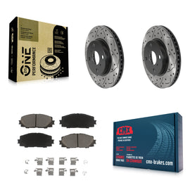 Front Drilled Slot Brake Rotor Ceramic Pad Kit For Toyota Yaris Prius C Scion iQ