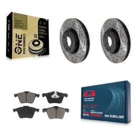 Front Coated Drilled Slotted Disc Brake Rotors And Ceramic Pad Kit For Volvo V70