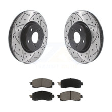 Load image into Gallery viewer, Front Coated Drilled Slotted Disc Brake Rotor Ceramic Pad Kit For Subaru Impreza